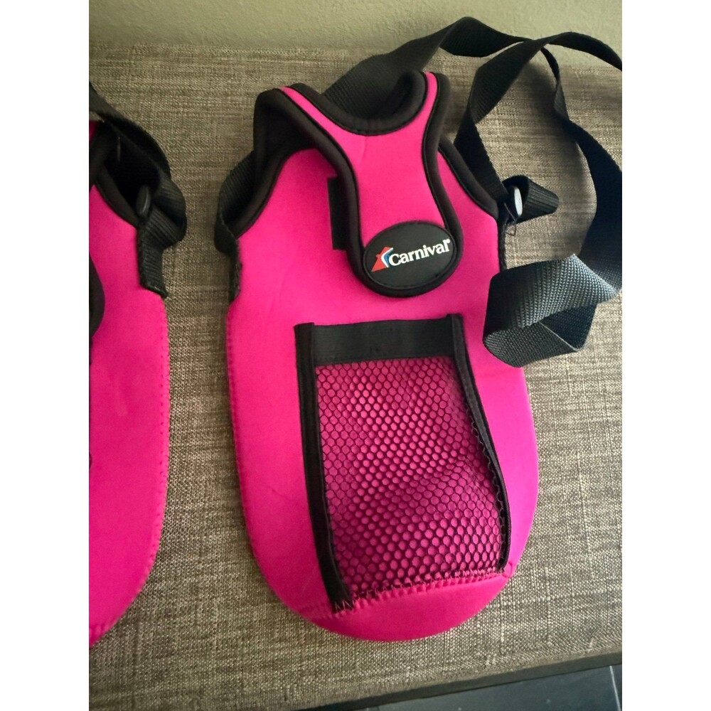 Lot of 2 Pink Carnival Cruise Line Water Bottle Holders w/Adjustable Straps - Picture 2 of 6